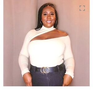 Asymmetrical beige bodysuit brand new | Posh Show